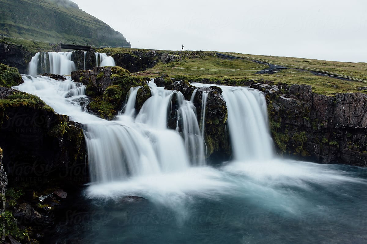 Waterfall in Iceland in the summer