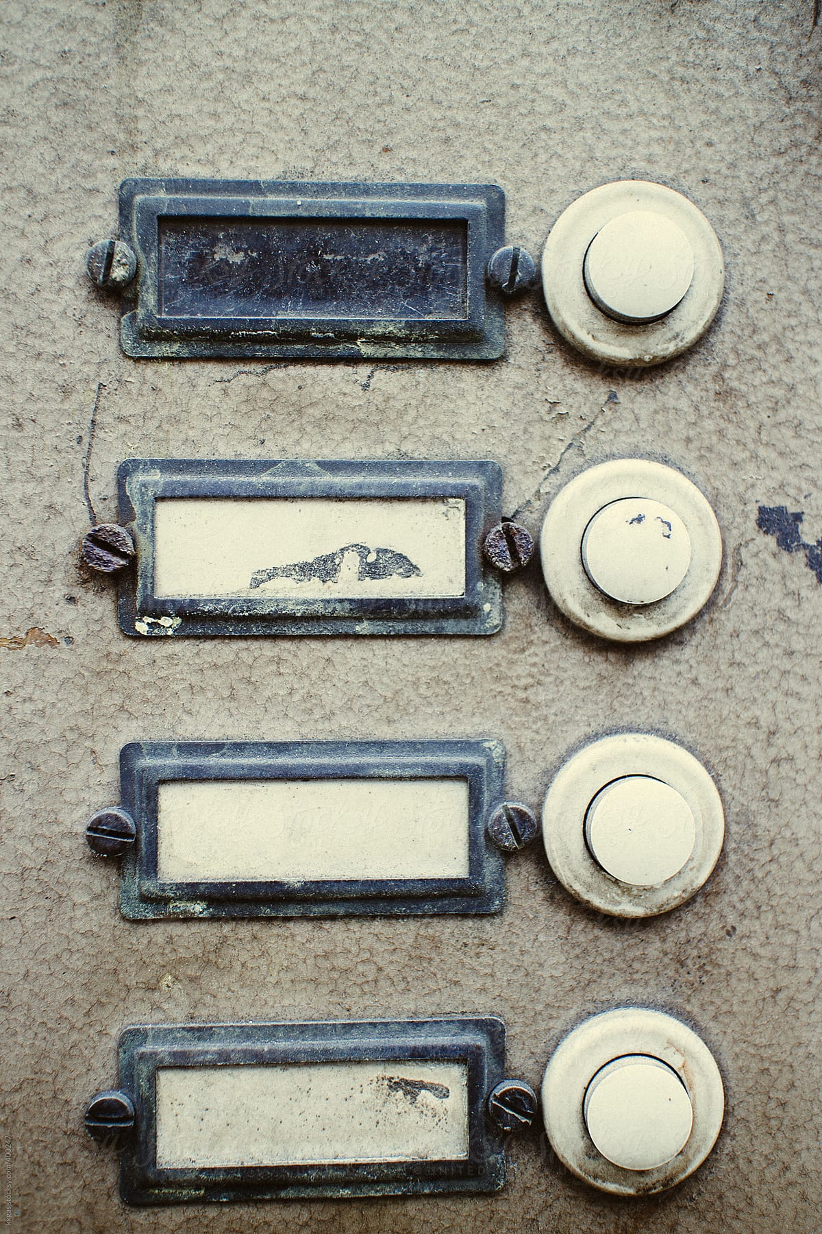 Vintage door bells with name labels