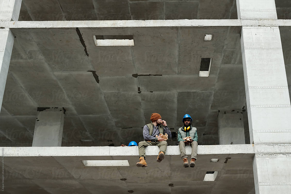 Construction Workers Eating Lunch