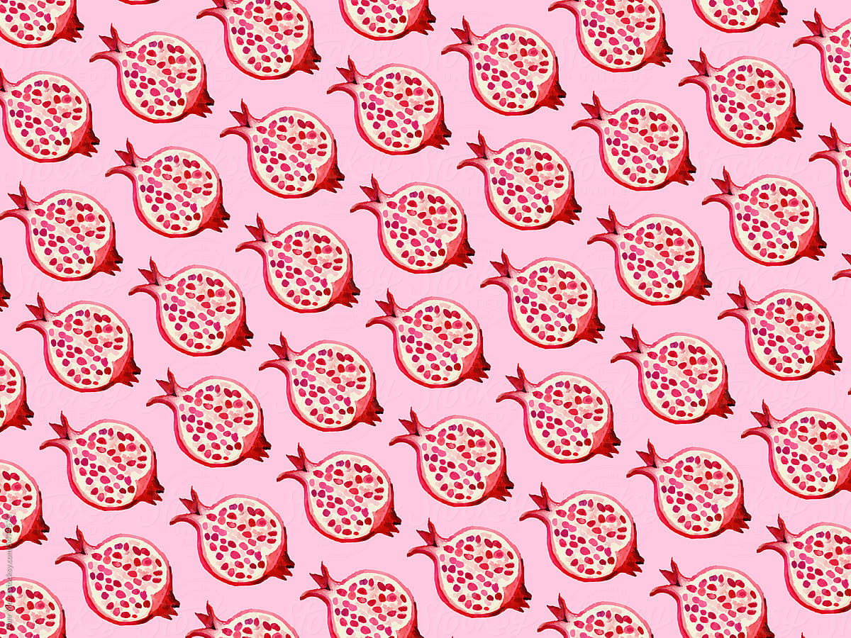 Illustration of a Pomegranate fruit pattern