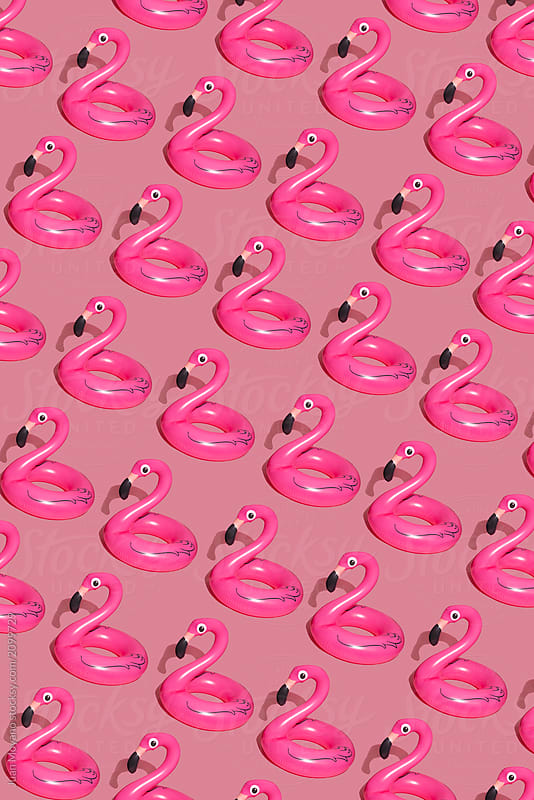 mosaic of pink flamingos