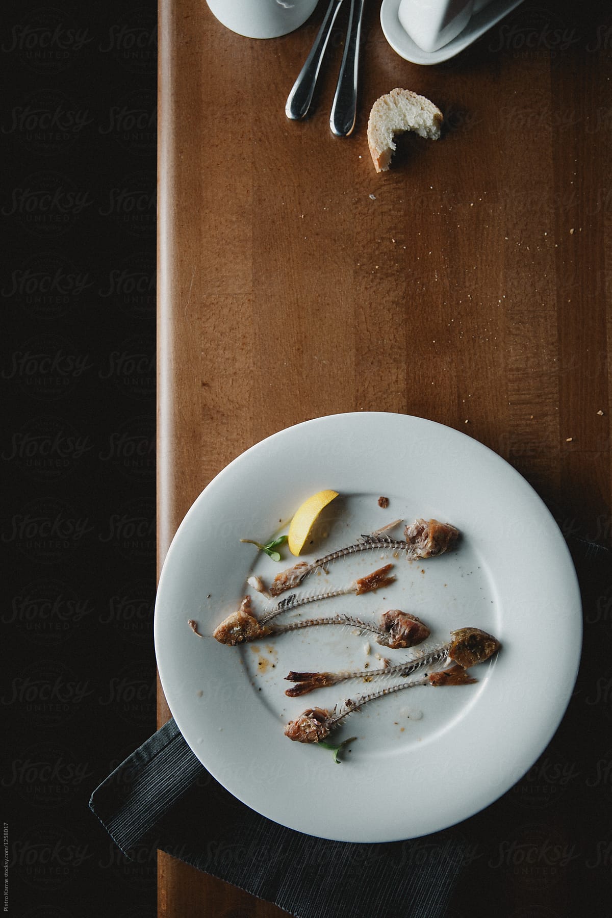 Plate with fish bones