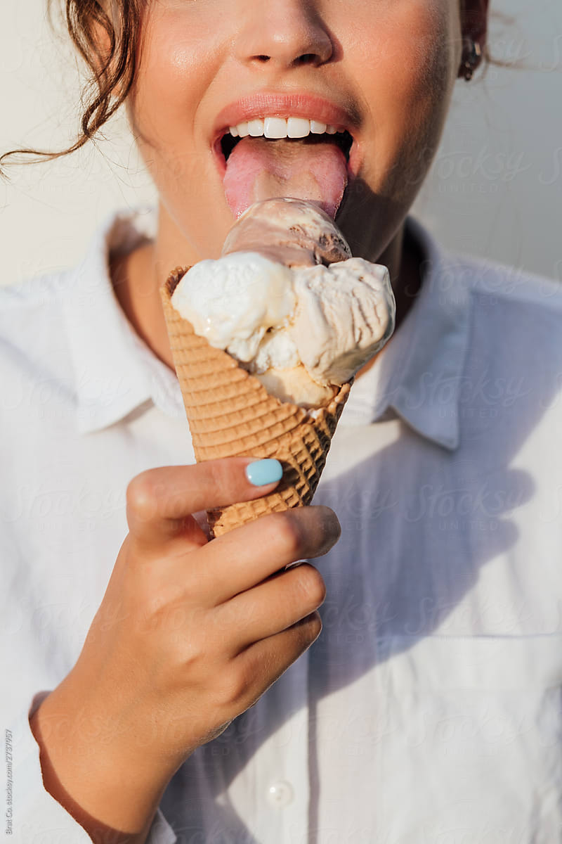 Woman Licking Ice-cream