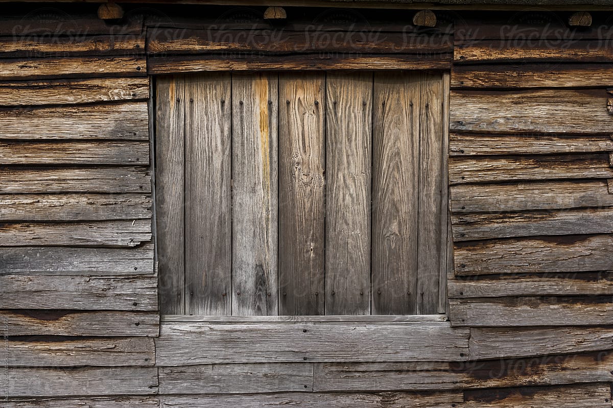 Weathered wood barn window