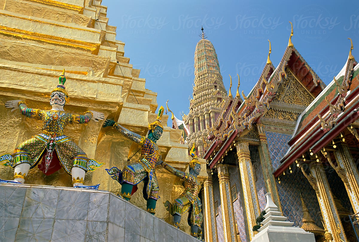 Statues in Wat Phra Kaeo, Grand Palace, Bangkok, Thailand, Southeast Asia