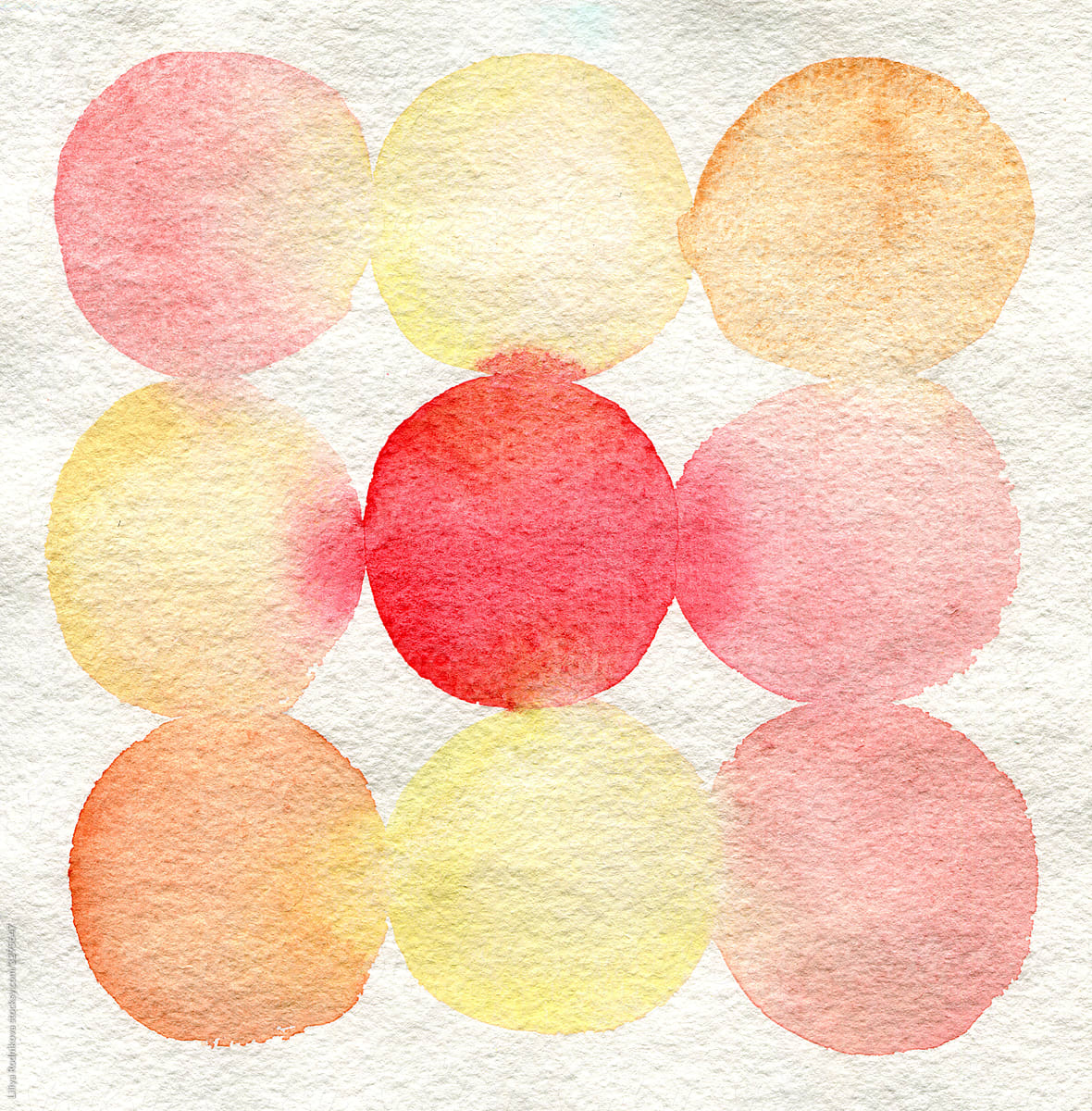 Pink, orange and red watercolor circles