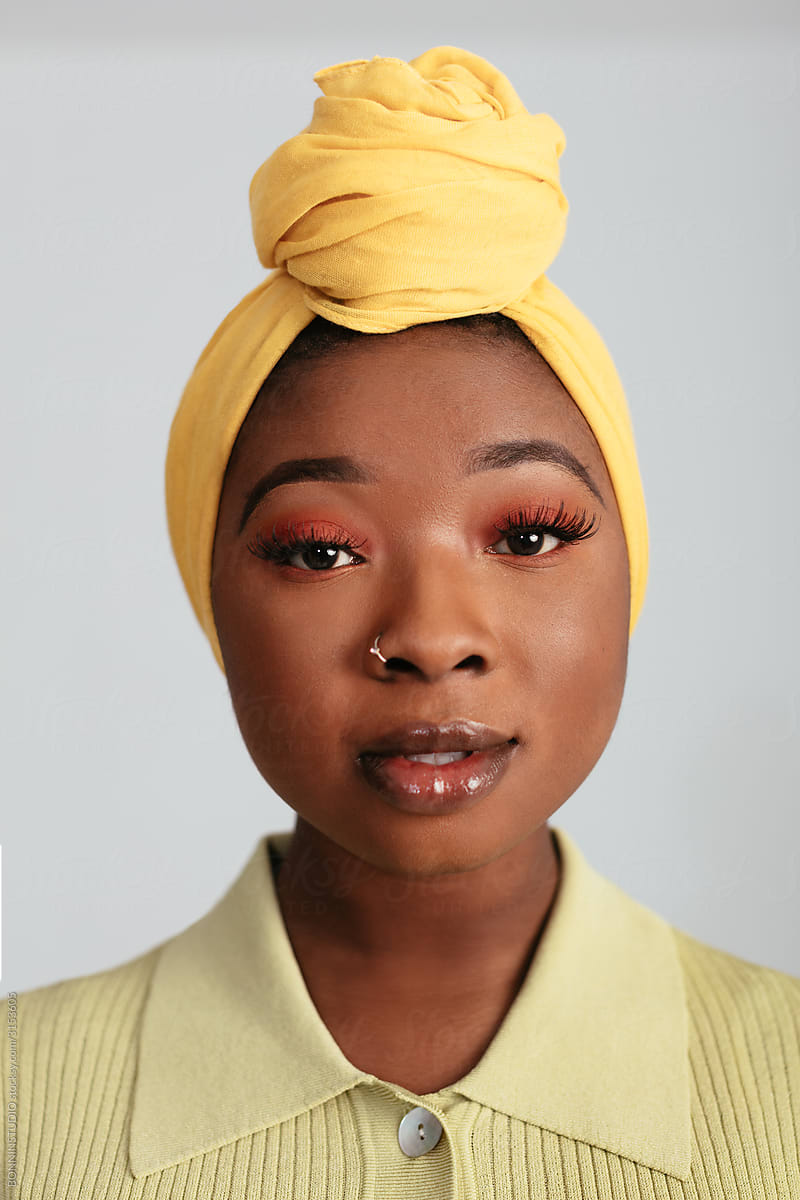 Pretty Black Female In Traditional Headscarf