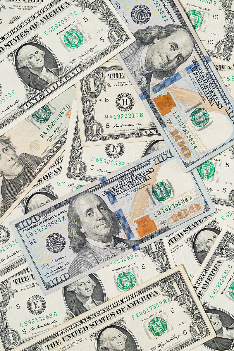 Close-up on US Dollar Bills