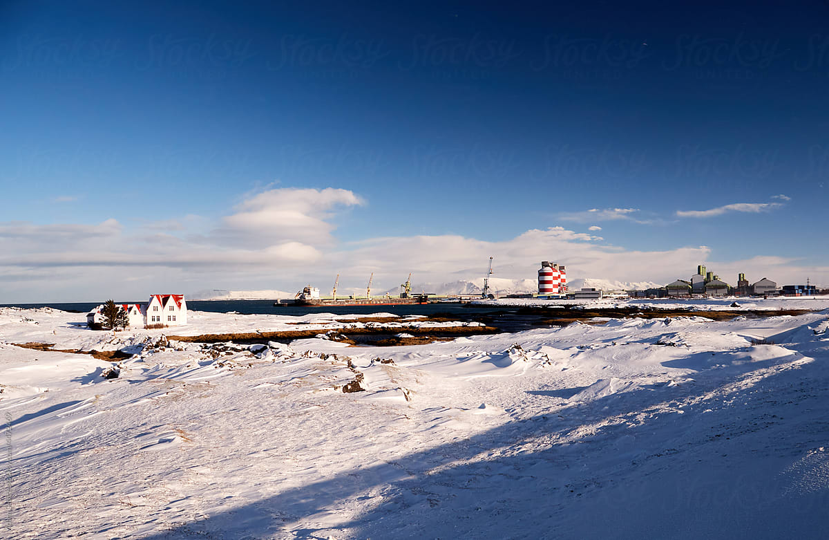 Hafnarfjordur harbor, Iceland, CO2 carbon transport storage hub site