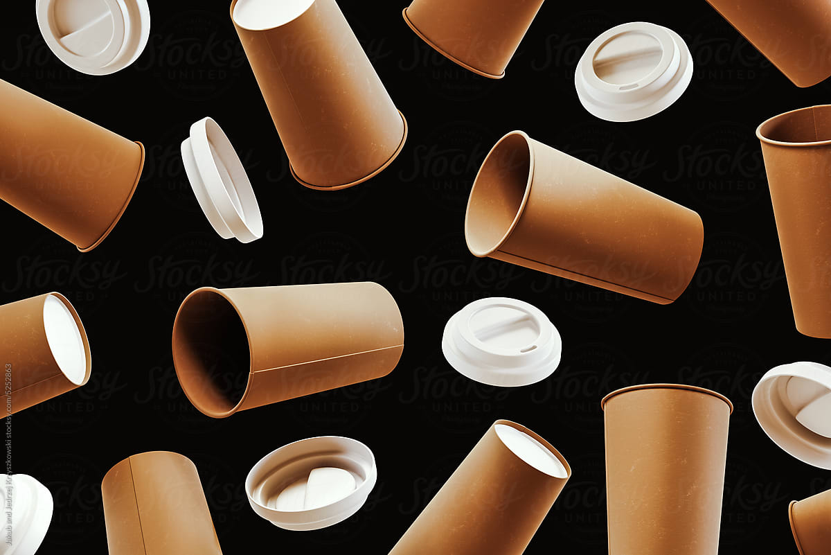 Eco, disposable paper cups background