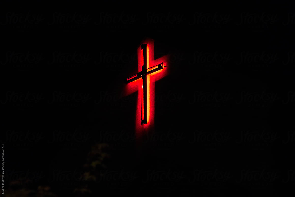 red cross at night