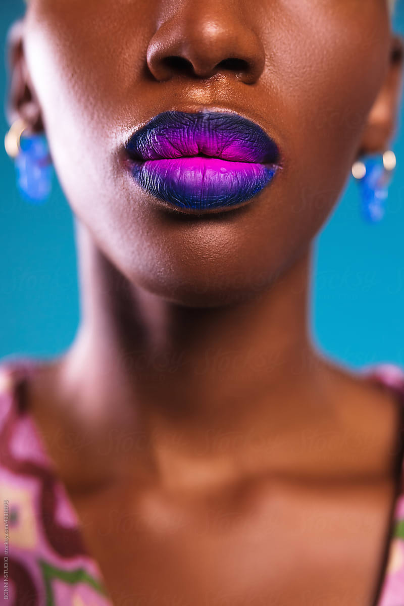 Black woman with purple lips