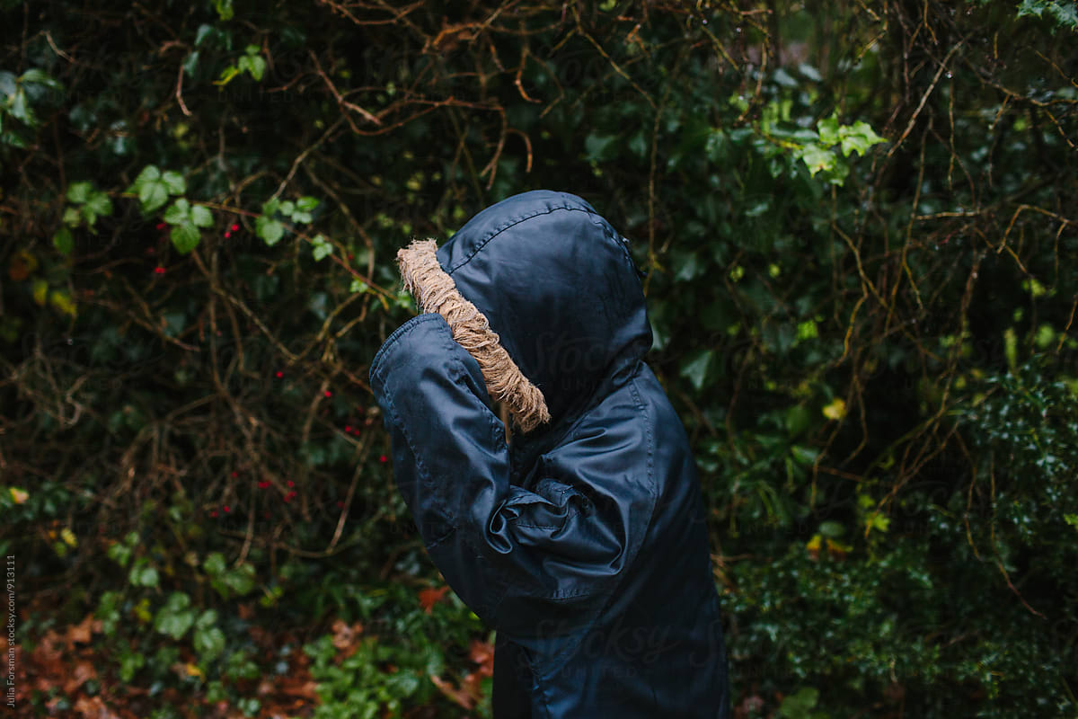 Anonymous child wearing hooded parka