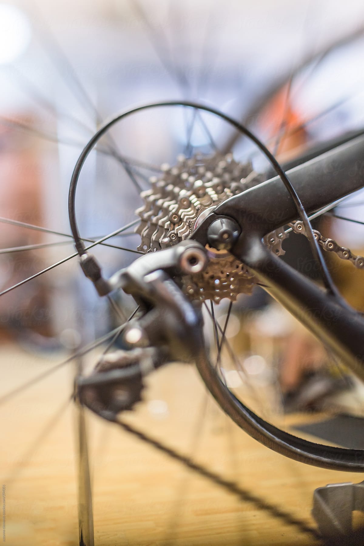 Close up View of a Bicycle Wheel Gears and Spokes