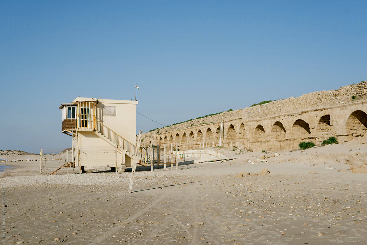 Old aqueduct in Caesarea, Israel