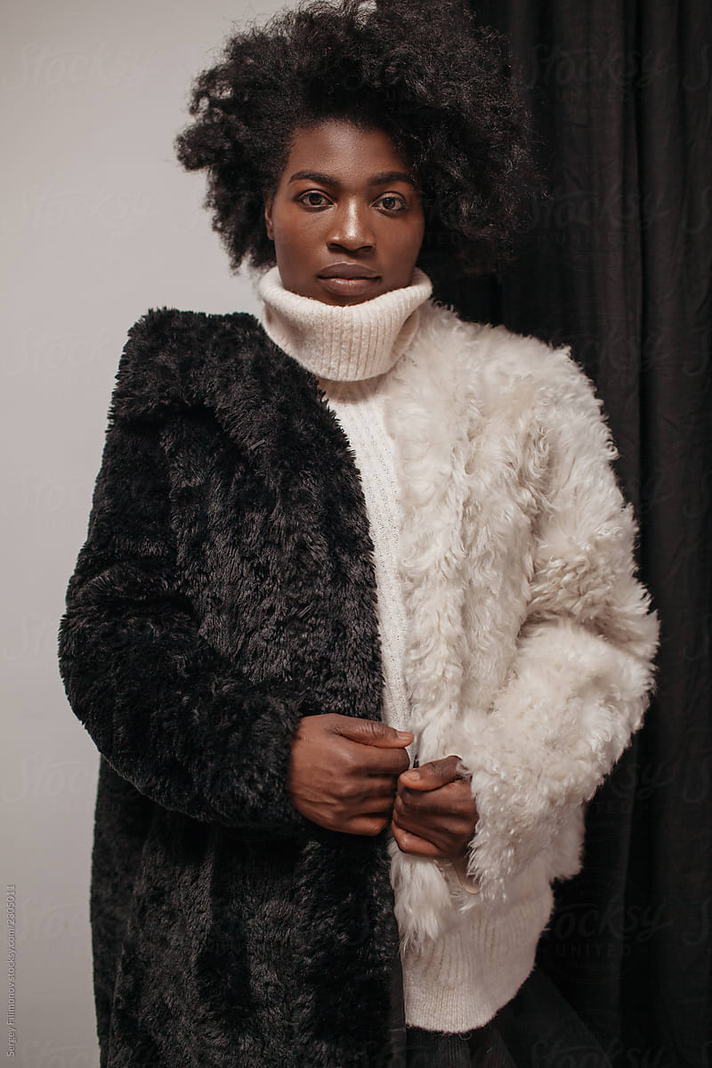 Portrait of woman in fur