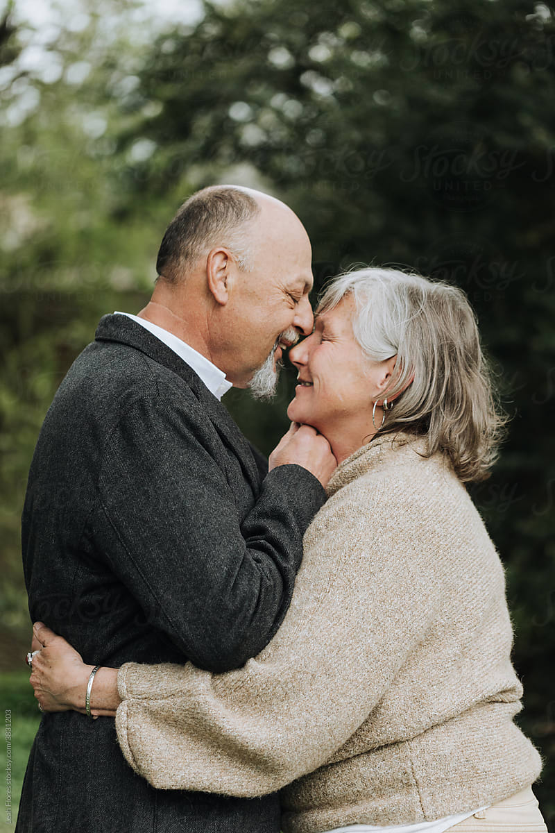 Affectionate Older Couple Embrace