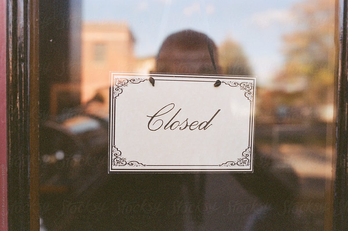Closed sign on an old-fashioned store