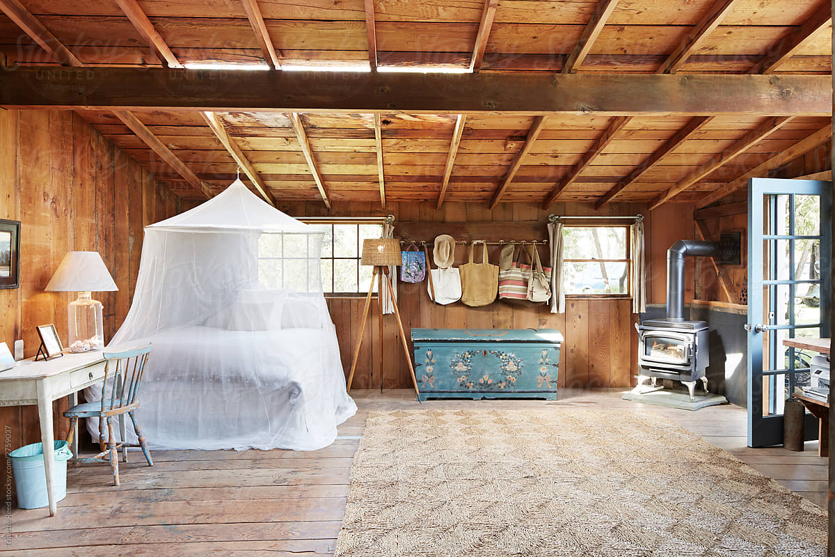 Bedroom in a rustic farmhouse