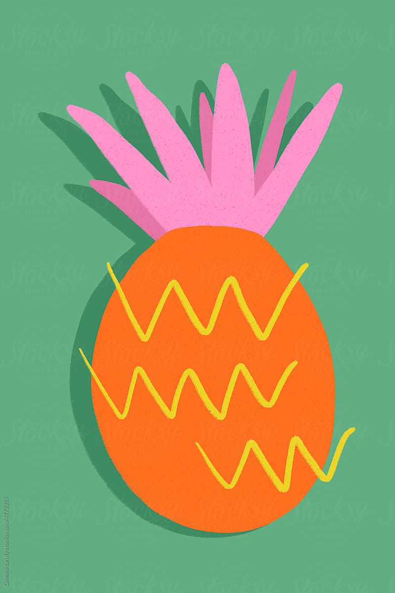 Pineapple fruit minimal illustration