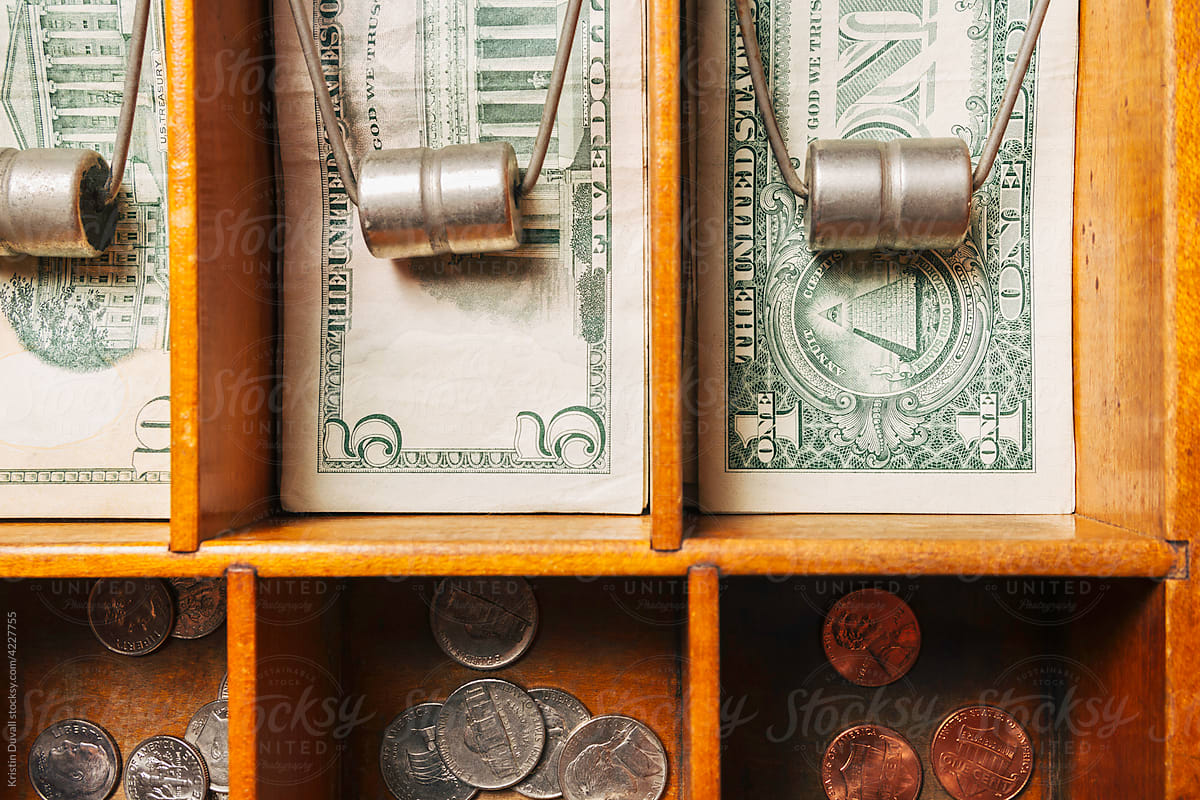 Money in cash register drawer