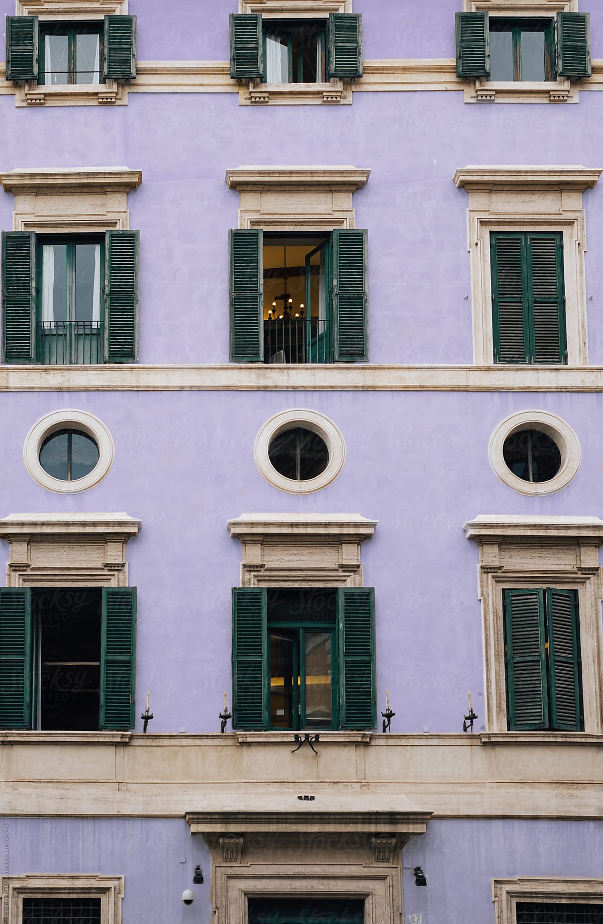 Pastel and Purple Facade of the Old Building