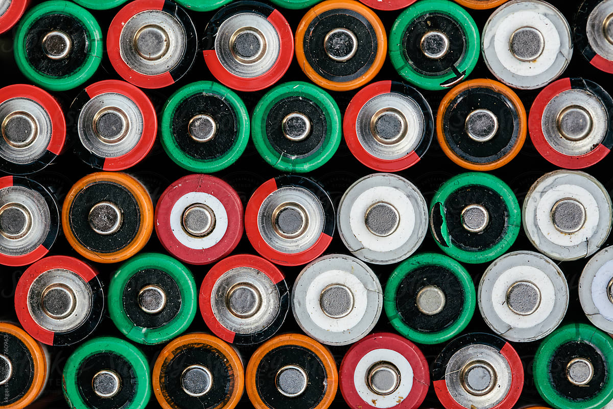 Macro Of Many Batteries Filling The Entire Frame Stock Image