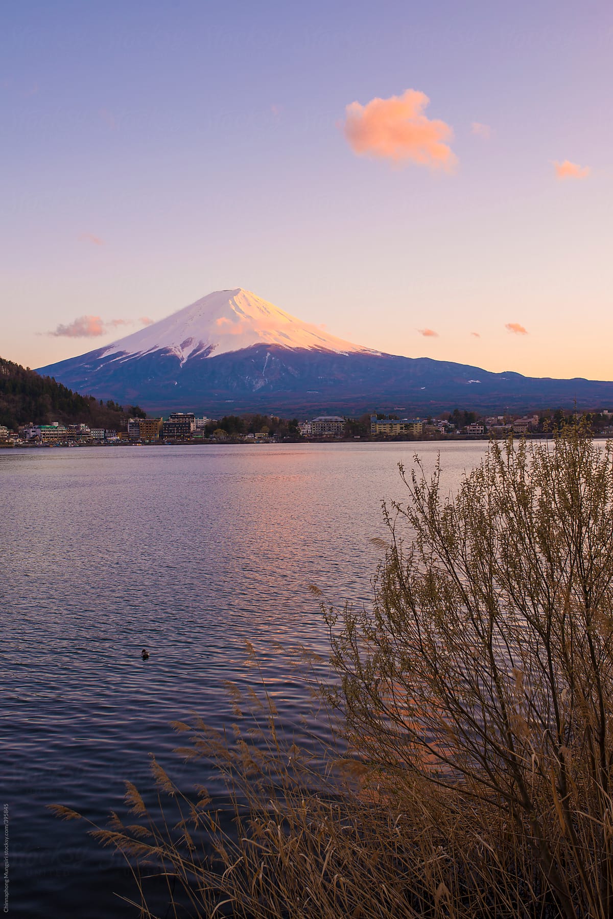 Mountain Fuji at lake Kawaguchi, Japan