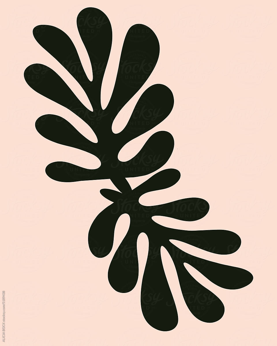 Minimal Abstract Floral Design Of Two Overlapping Leaves