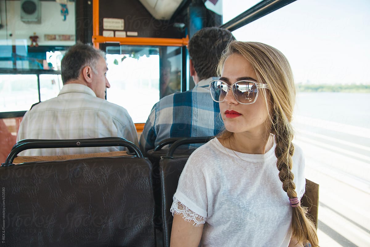 Girl traveling on the bus