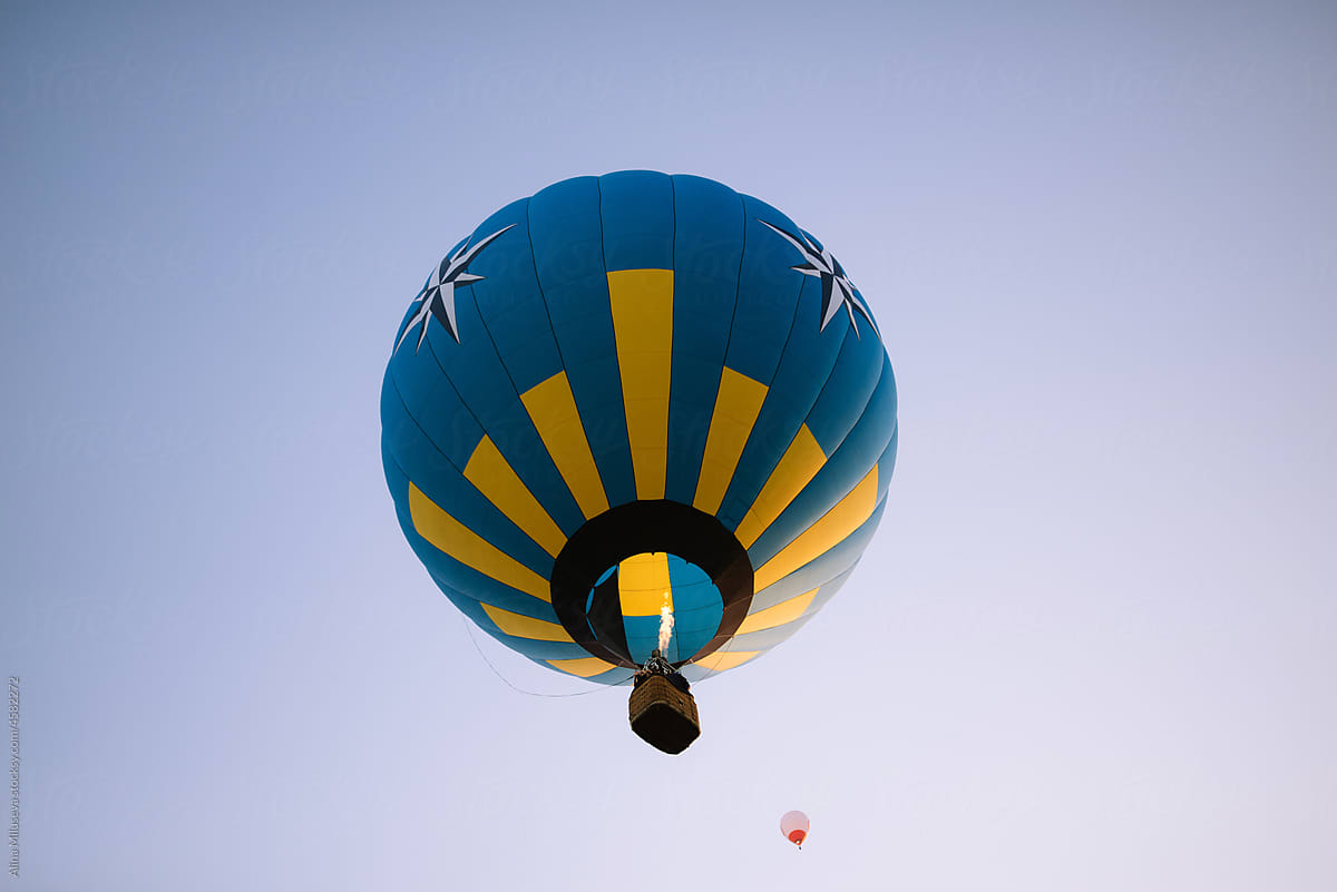 Hot air balloons soaring in air