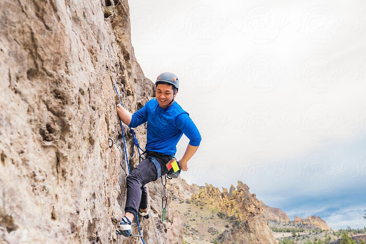 Man Rock Climbing in Smith Rock State Park