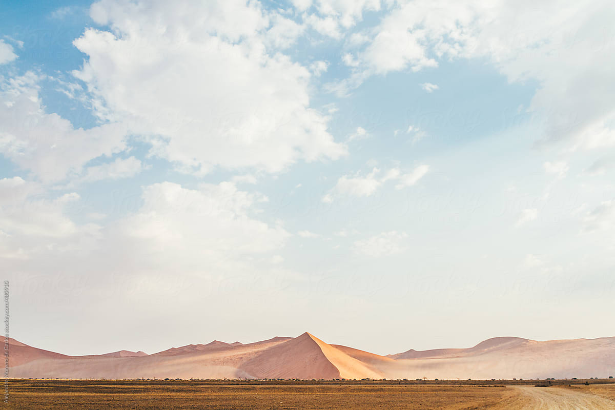 Sand dunes on the desert and blue sky. Sossusvlei, Namibia