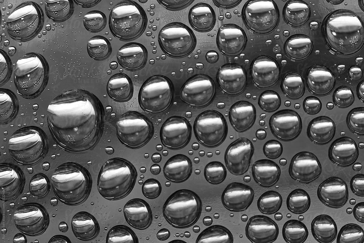 Macro closeup natural water condensation  plastic surface in nature