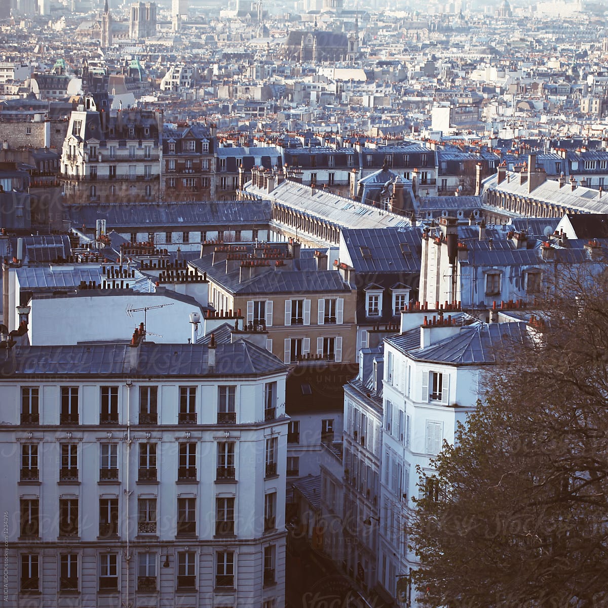 Looking Down Over Paris France From Montmartre
