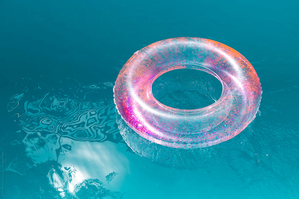 Inflatable ring floating on water