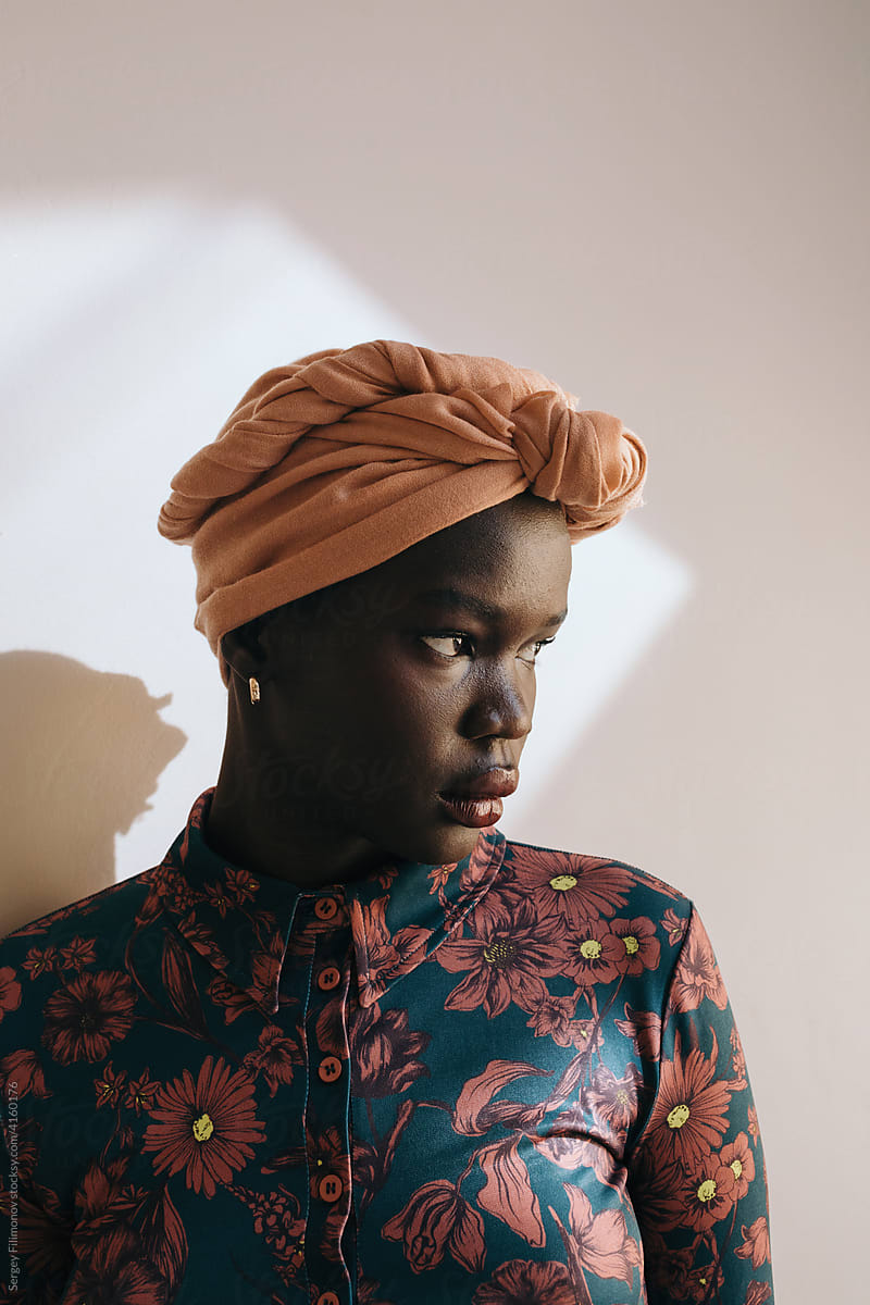African woman in turban portrait