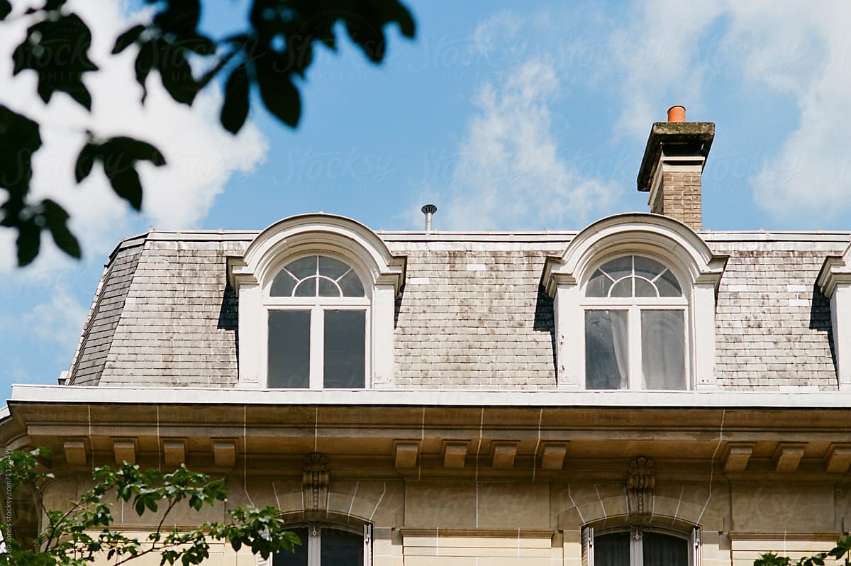 stock photo of window on french building  in paris