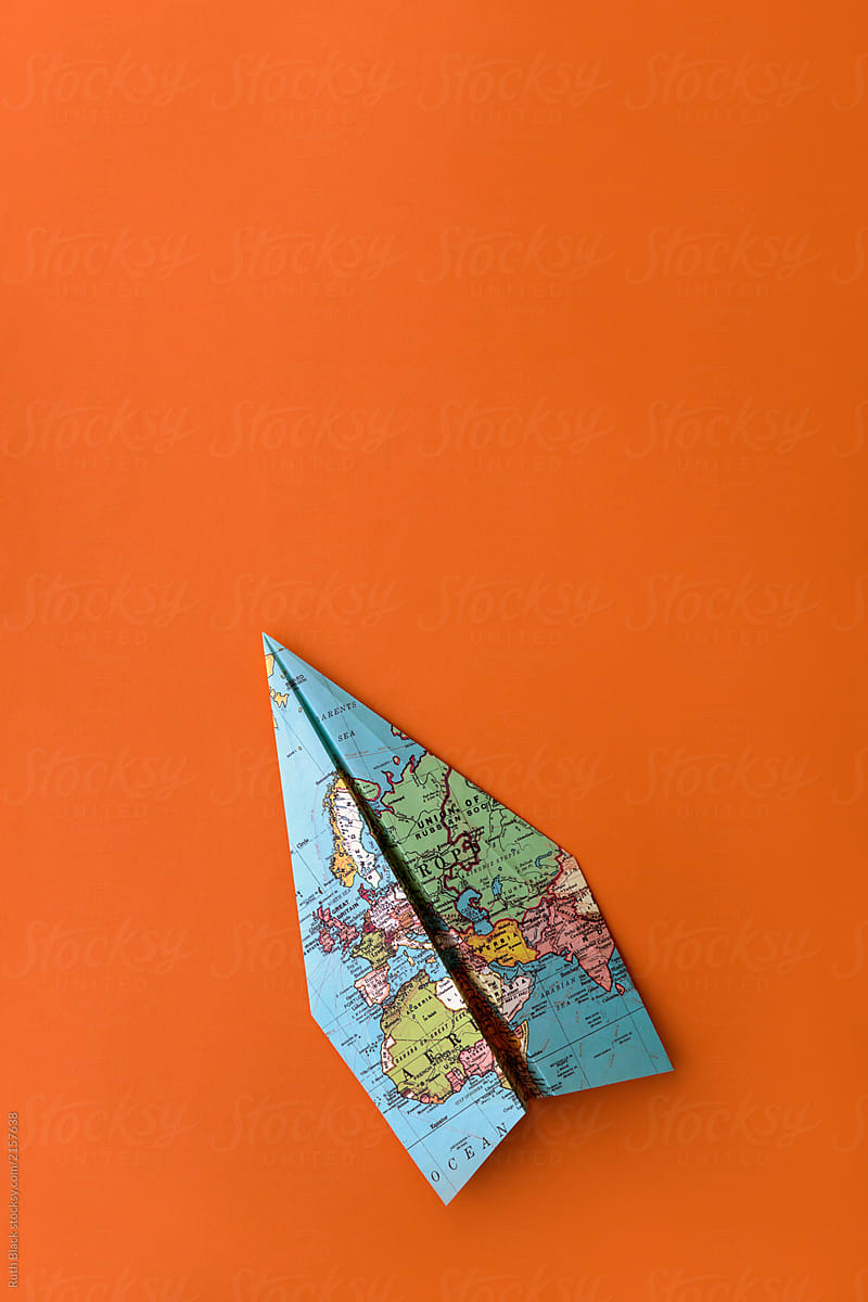 Paper plane made from vintage map