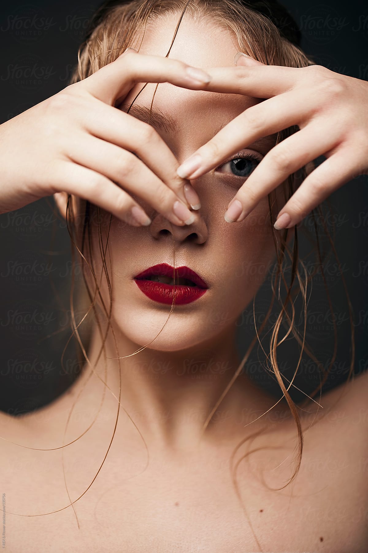Portrait Of A Beautiful Girl With Wet Hair And Red Lips By Stocksy Contributor Danil Nevsky