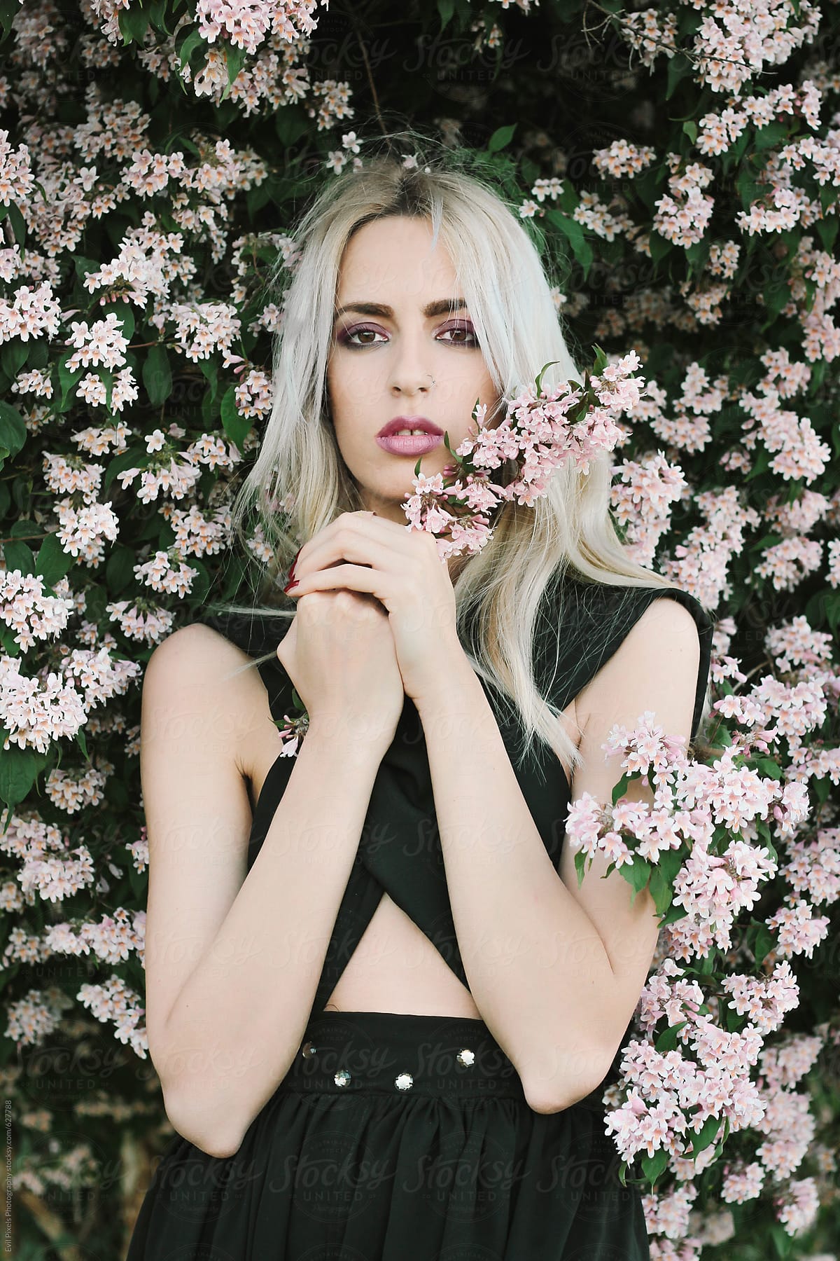 Blonde Girl With Spring Flowers