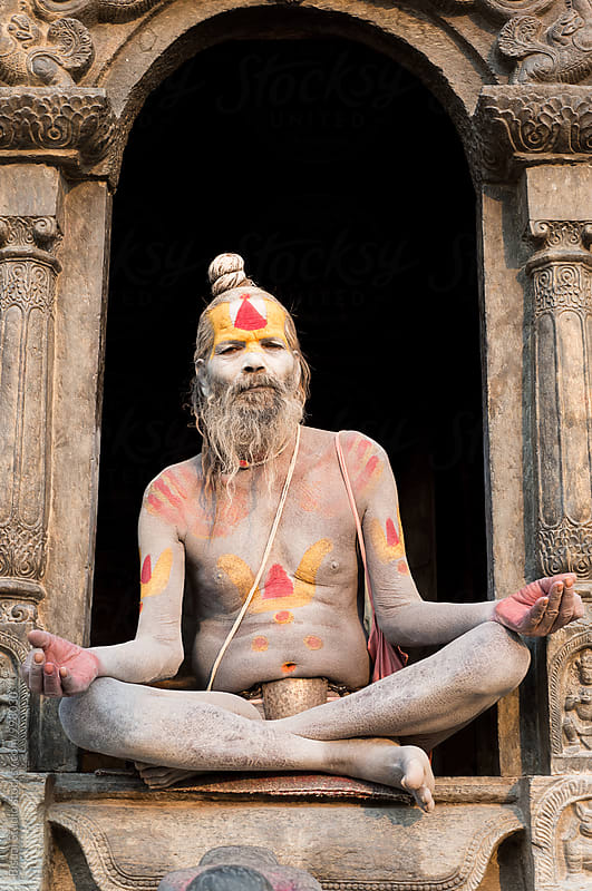 Portrait of a sadhu on a temple
