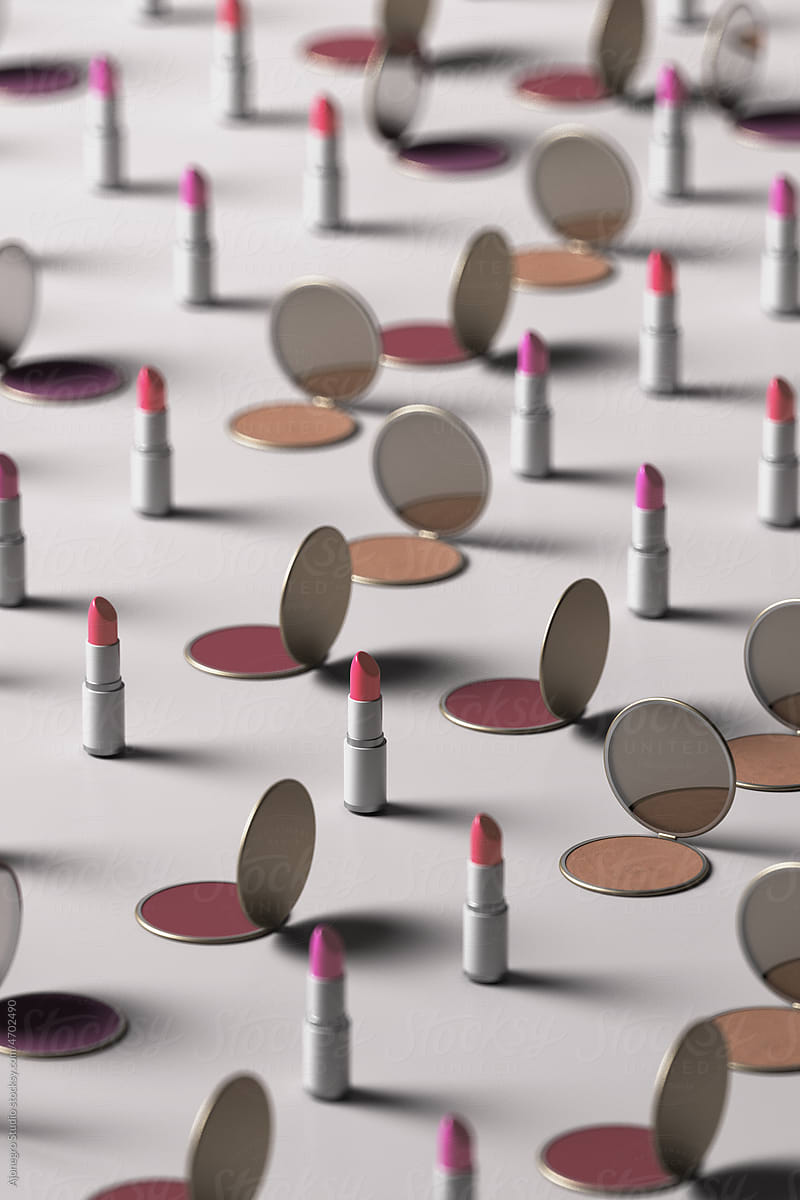 3d lipstick and make-up mirrors pattern