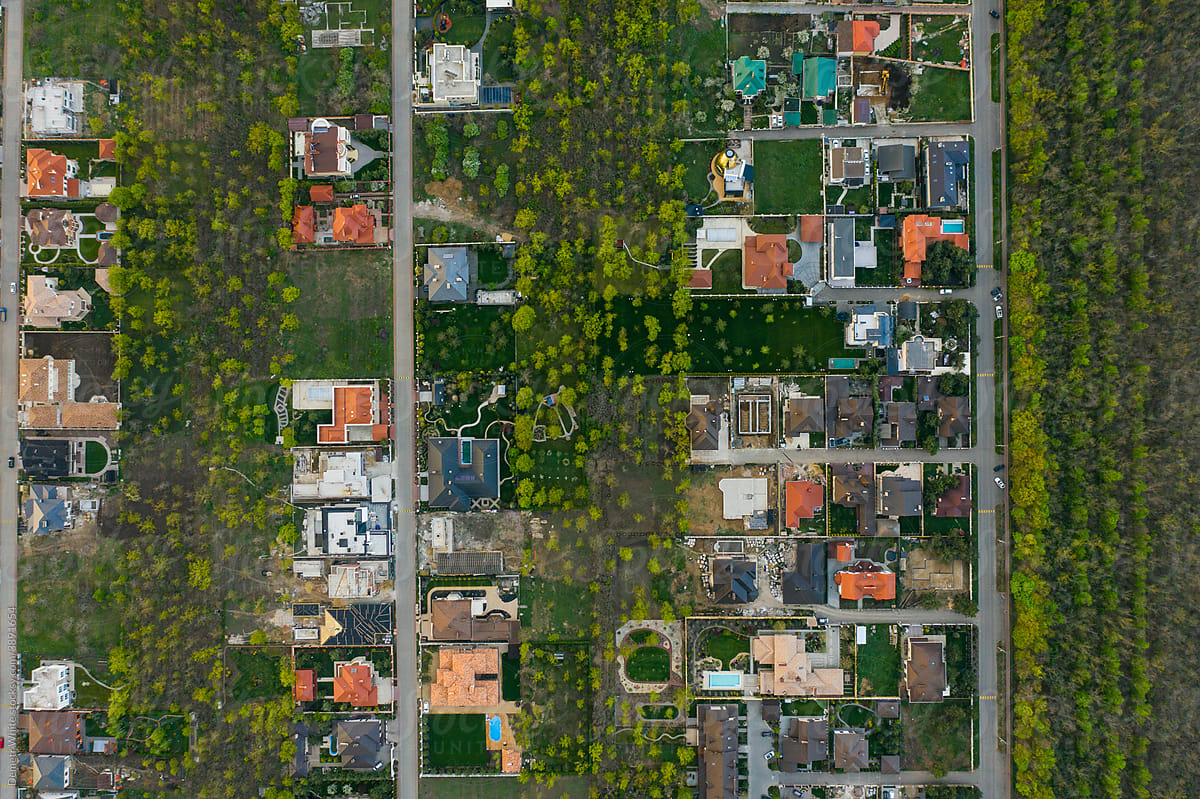 plots of land with houses on it