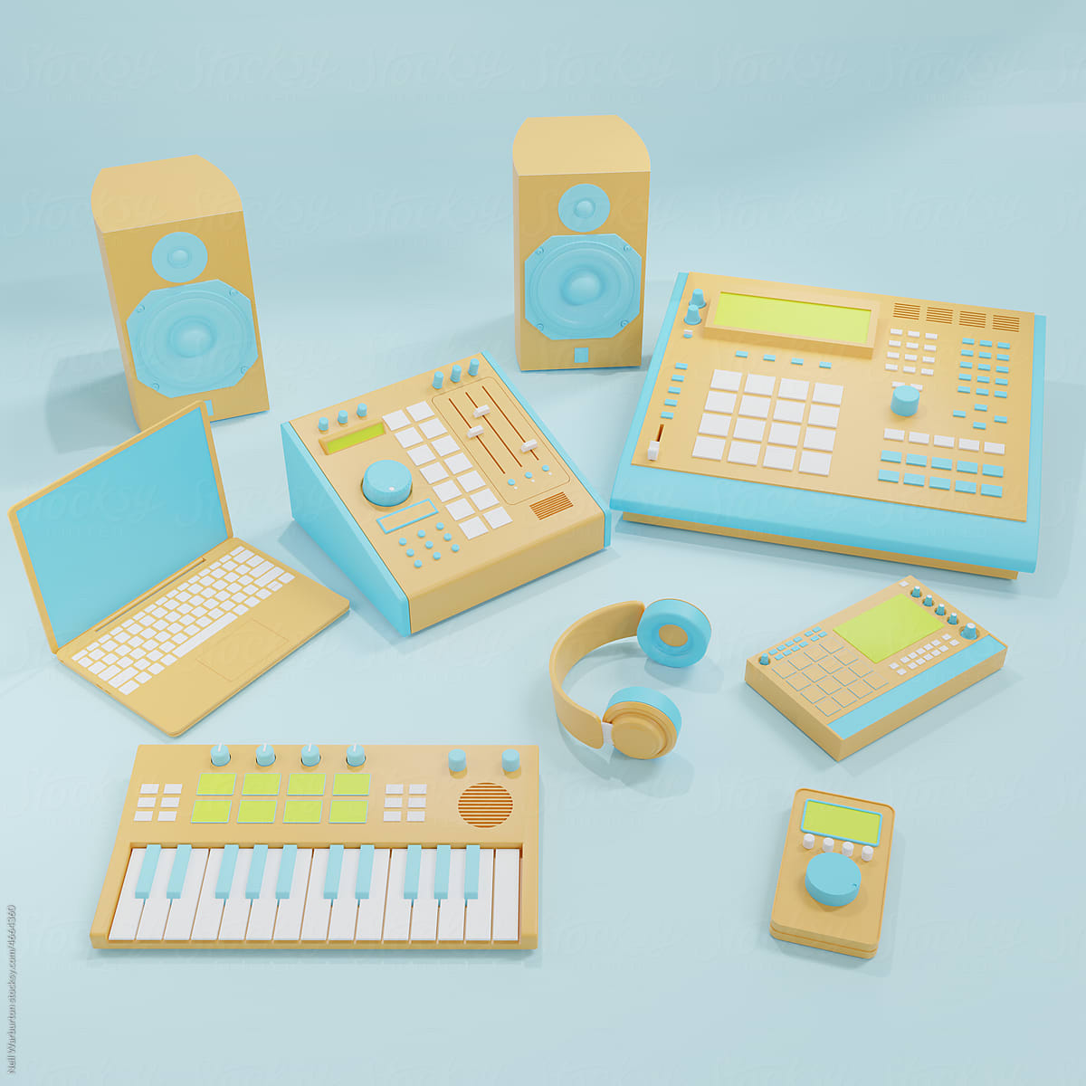 A selection of digital music equipment