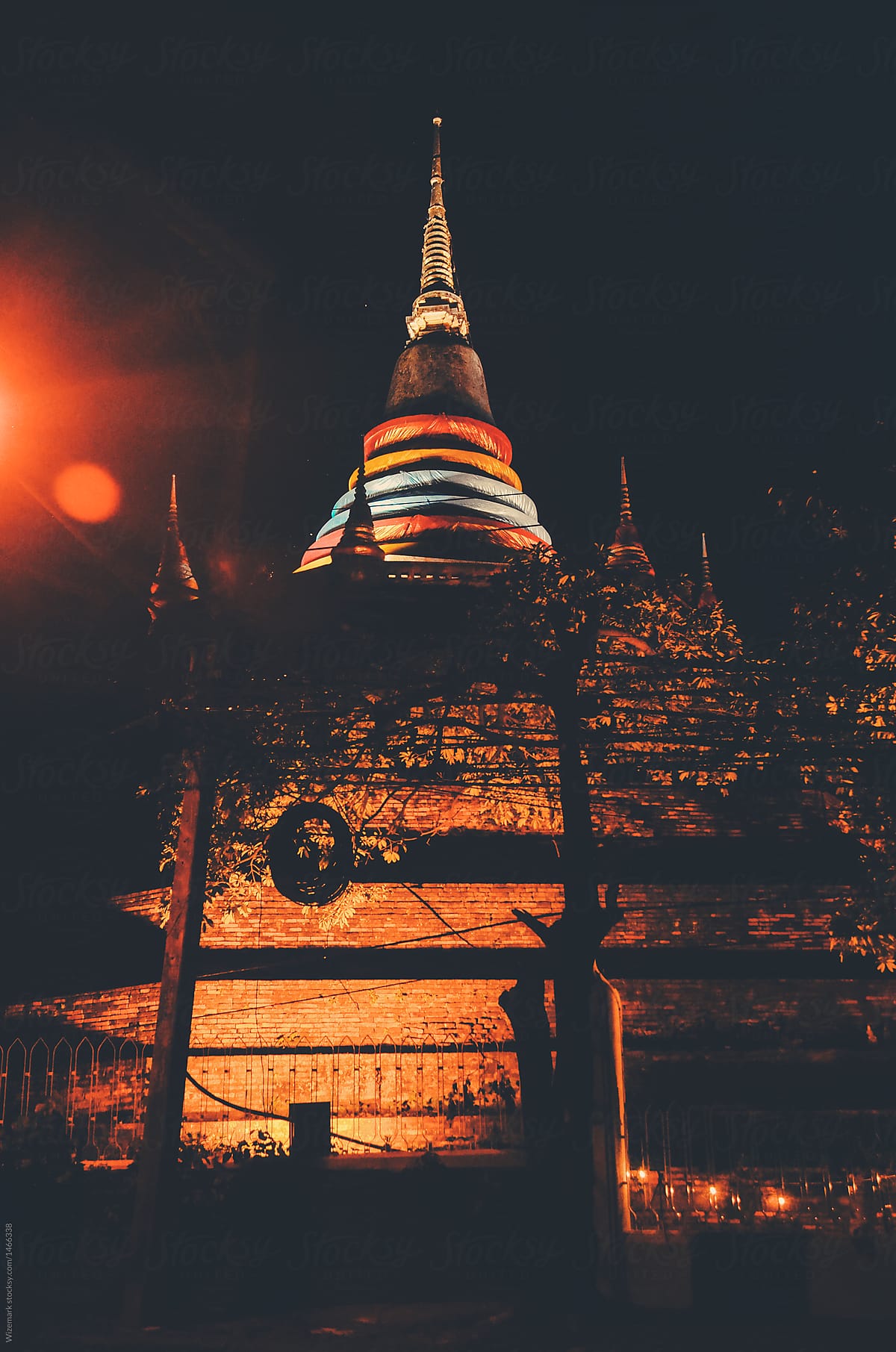 Thai temple, wat at night