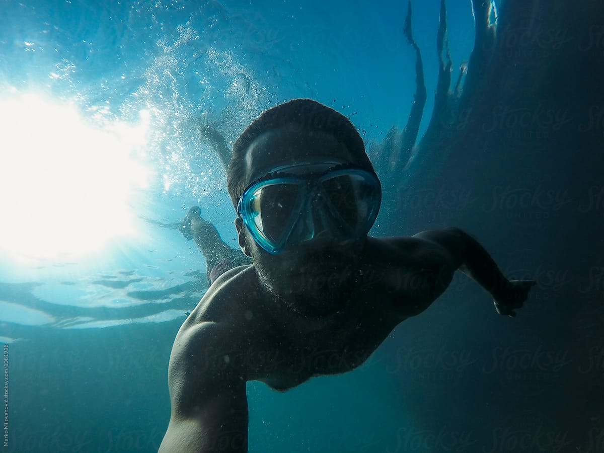 Portrait of young man snorkeling