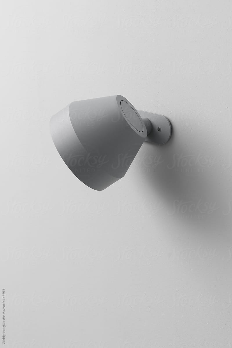 Closeup view at light rounded wall lamp