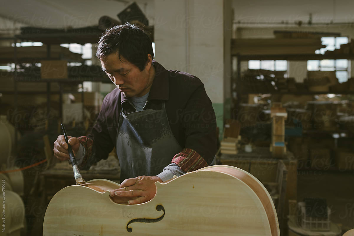 Violin maker at work