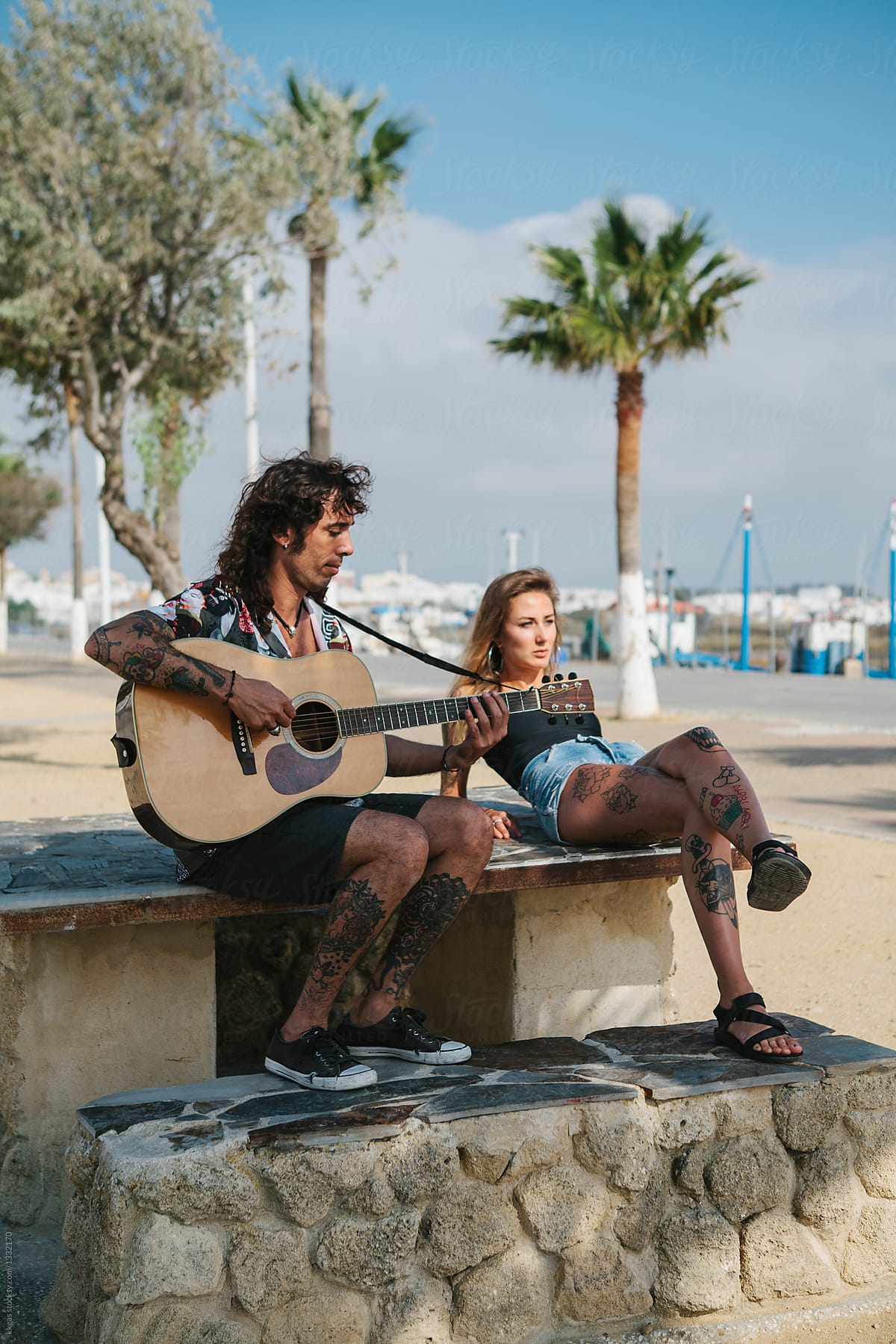 Cool tattooed man and woman